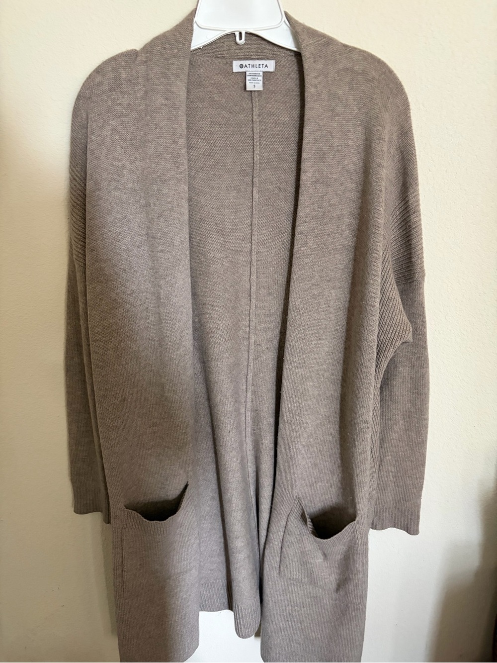 Athleta Spirit Wool Cashmere Wrap Cardigan Duster Sweater Sz S In Oatmeal